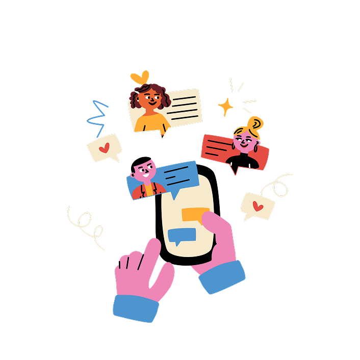 People connecting through Sema — messaging, calls, and shared moments